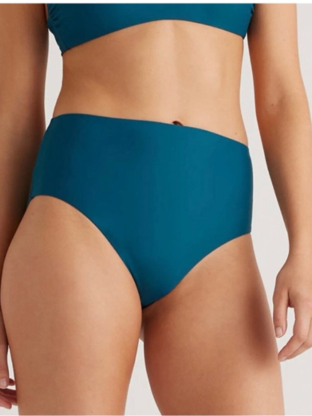 New! Quince Italian High Rise Bikini Bottom Swimwear in Teal Size Medium